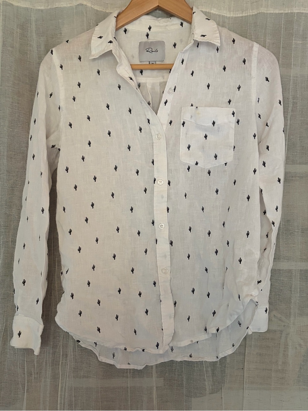 Rails Charli Cactus Print Linen Button Down Shirt XS